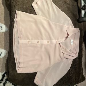 baby pink button up crop shirt. wilfred. chiffon